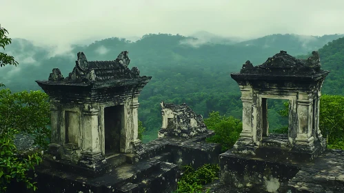 Stone Structures Overlooking Green Hills