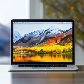 Laptop with Mountain Landscape