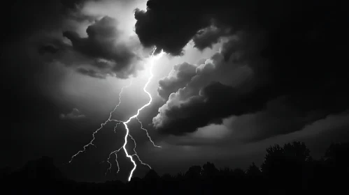 Dramatic Lightning Bolt in Dark Sky