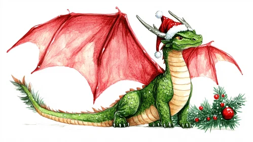 Christmas Dragon Illustration