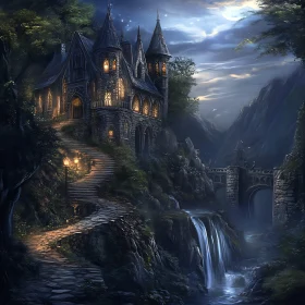 Moonlit Castle Landscape