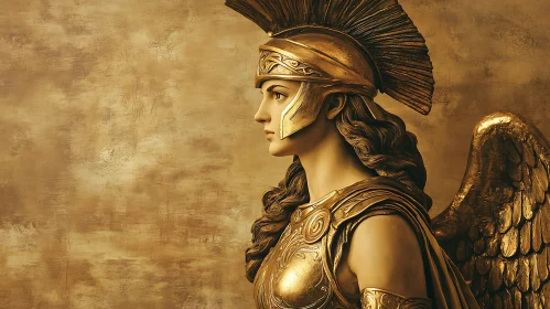 Golden Athena Statue Profile View