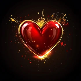 Glowing Heart with Golden Outline