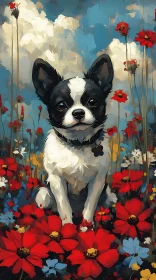 Whimsical Dog in Bloom