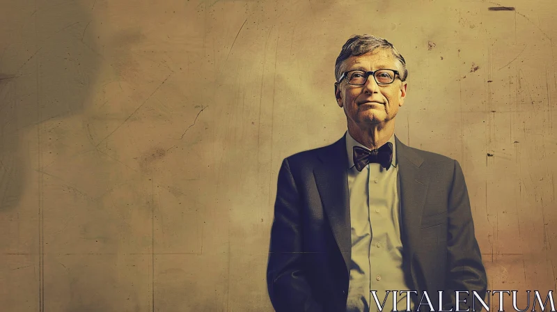 AI ART Vintage Style Portrait of Bill Gates