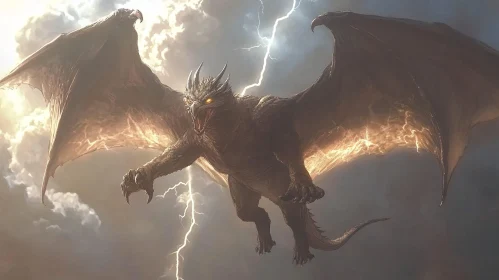 Flying Dragon with Lightning