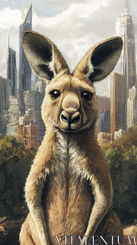 Urban Kangaroo Portrait AI Image