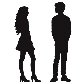 Minimalist Silhouette Art: Man and Woman