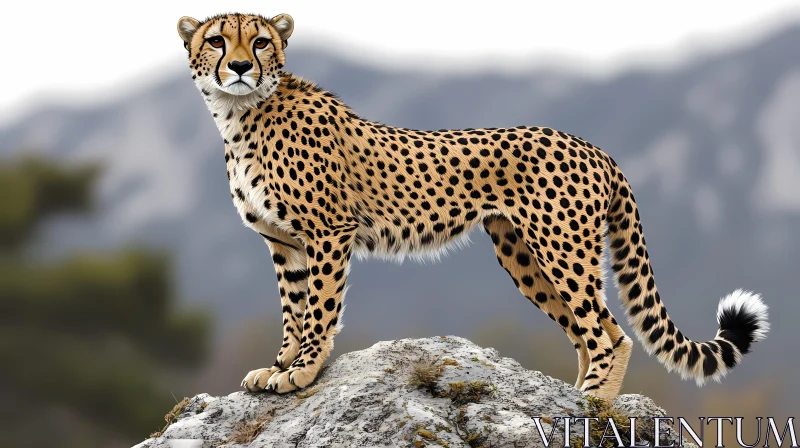 Cheetah on Rocky Outcrop AI Image