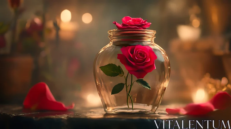 Rose in Glass Jar Still Life AI Image