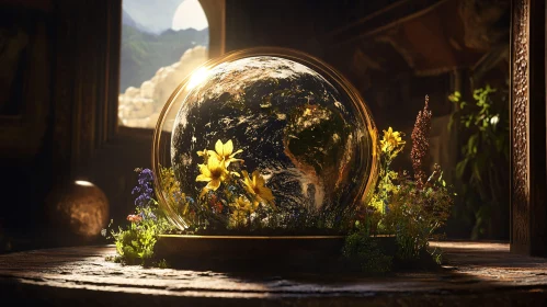 Celestial Sphere and Floral Arrangement