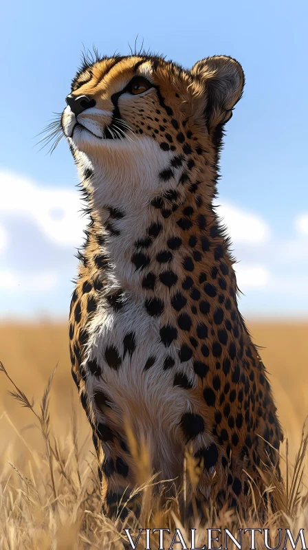 Majestic Cheetah Under Blue Skies AI Image