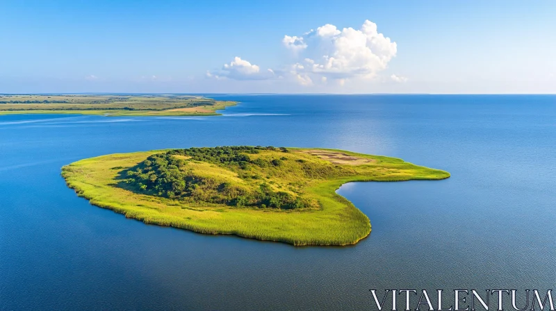 AI ART Aerial Photograph of an Island in Blue Waters