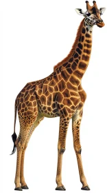 Towering Giraffe Portrait on White