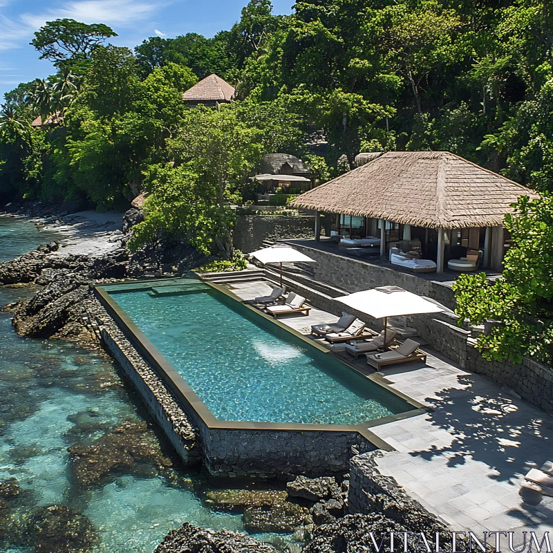 Infinity Pool at Tropical Island Resort AI Image