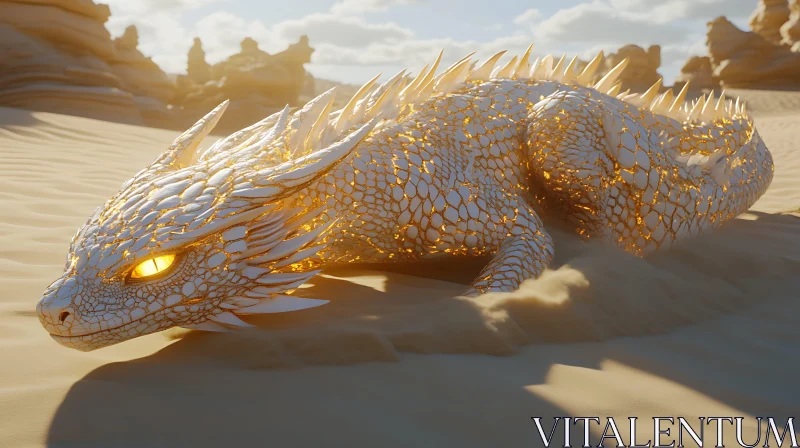 AI ART Desert Dragon with Golden Scales