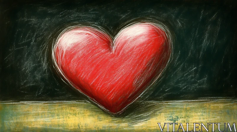 AI ART Red Heart Chalk Art on Dark Background