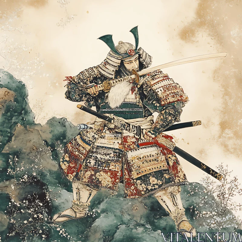 Armored Samurai Ready for Battle AI Image