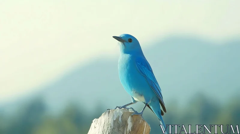 Bluebird on Wooden Post AI Image