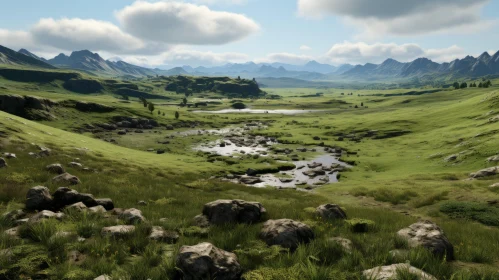 3D Rendered Game Terrain of Scottish Mountain Landscapes