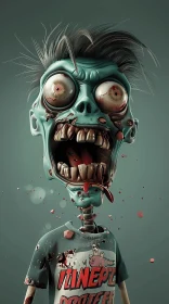 3D Rendered Image of a Horrifying Zombie