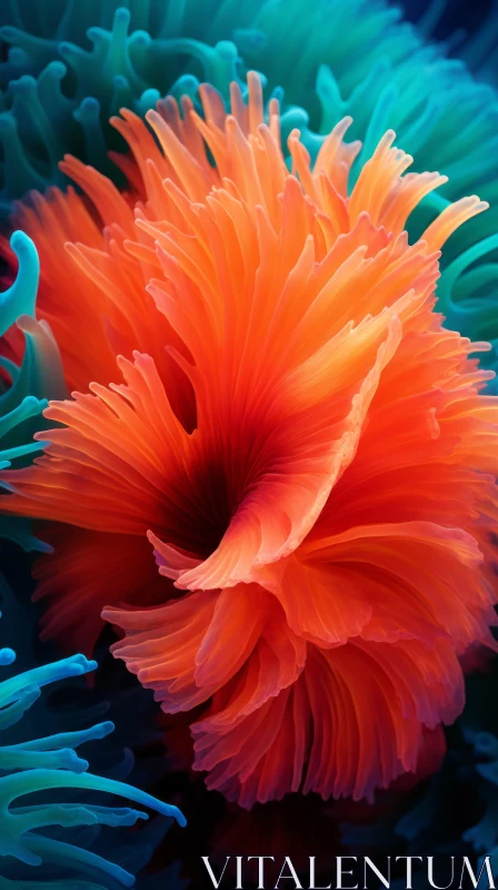 3D Wallpaper of Coral Flower - Abstract Art AI Image