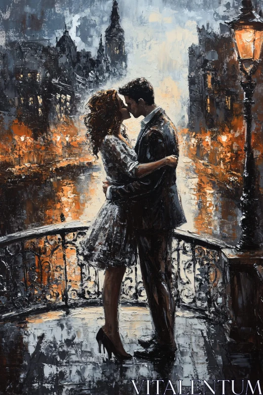 AI ART Passonate Couple Kissing in the City