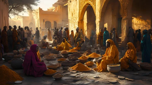 Busy Spice Market in Africa