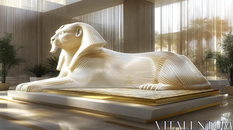 AI ART Luxurious Interior with Modern Sphinx