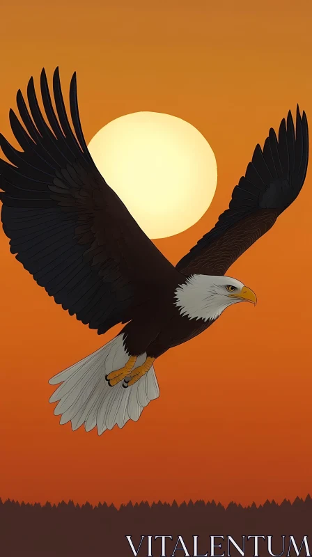 Eagle Soaring at Sunset AI Image