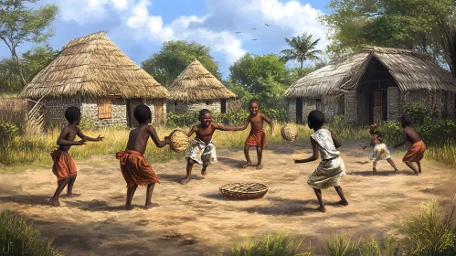 Joyful Childhood Game in African Village