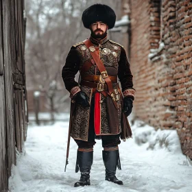 Winter Portrait of a Man in Uniform