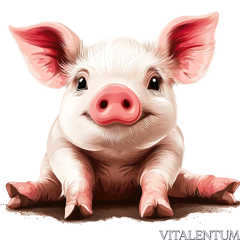 Adorable Piglet Art - Cute Farm Animal Illustration AI Image