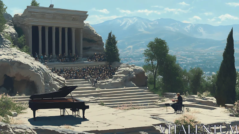 Classical Performance in Ancient Setting AI Image