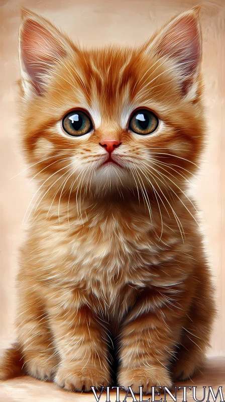 Fluffy Kitten Portrait AI Image