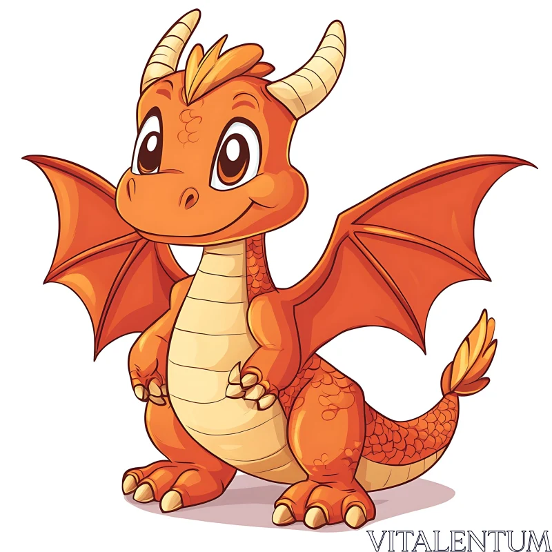 Orange Dragon Cartoon Character AI Image