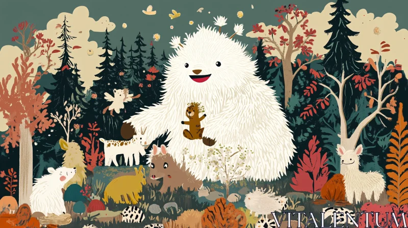 AI ART Whimsical Bear and Forest Friends