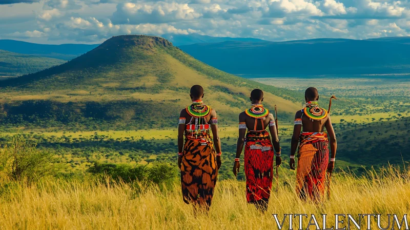 AI ART African Landscape with Maasai People