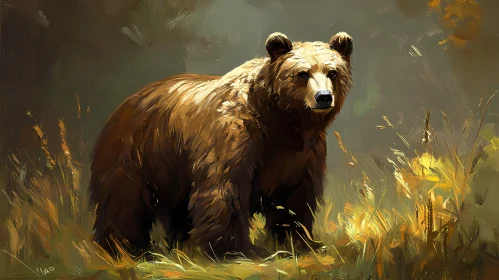 Bear in Autumn Forest Art