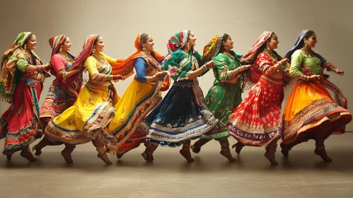 Women Dancing in Traditional Indian Clothing