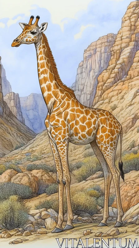 Graceful Giraffe Landscape AI Image