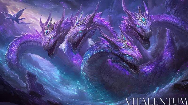 Crowned Hydra: A Dragon of Legend AI Image