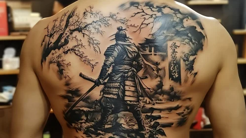 Back Tattoo: Samurai in Monochrome