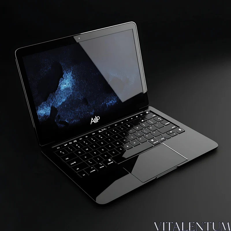 Modern Black Laptop with Glossy Finish AI Image