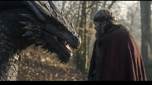 Dragon Confrontation in Ancient Woods