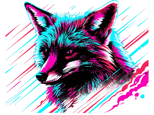 Bold Fox T-Shirt Design with Psychedelic Colors POD Design