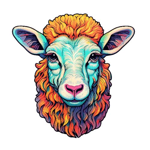 POD Design Cartoon Sheep with Orange Wool for T-Shirt Design