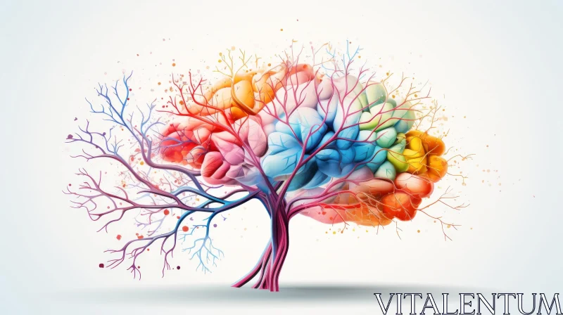 Colorful Brain Tree: Captivating Nature and Mind Fusion AI Image