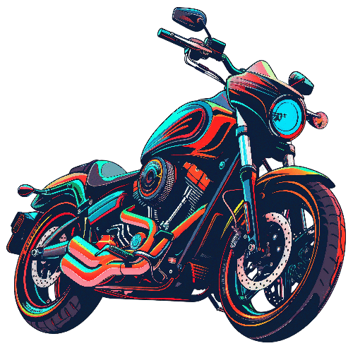 Custom Chopper Motorcycle Illustration for Print POD Design