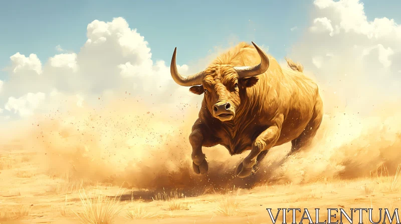 Powerful Bull in Motion AI Image